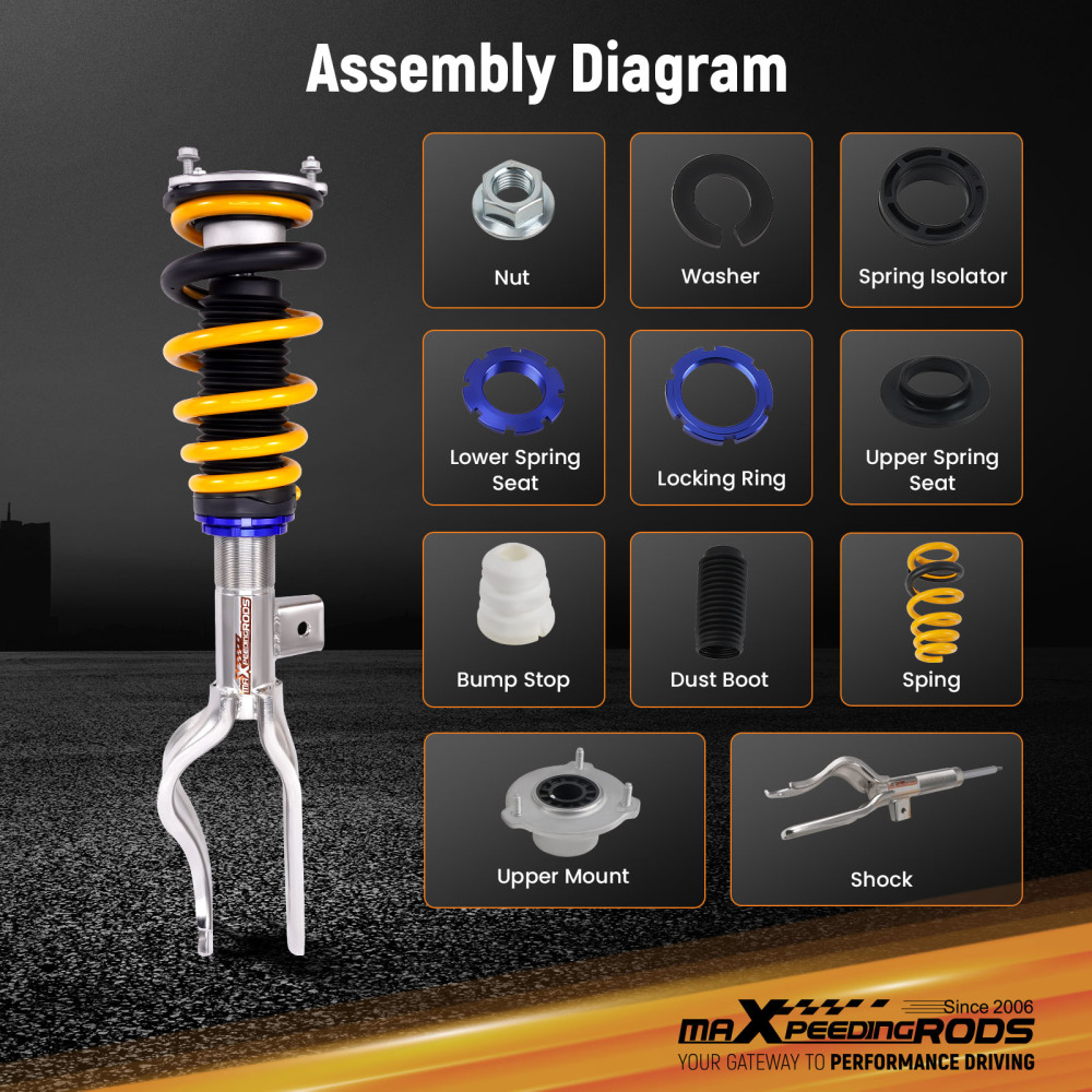 Comfort Coilovers Struts Kit w/ Eibach Springs compatible for Tesla model Y AWD 2020-2025