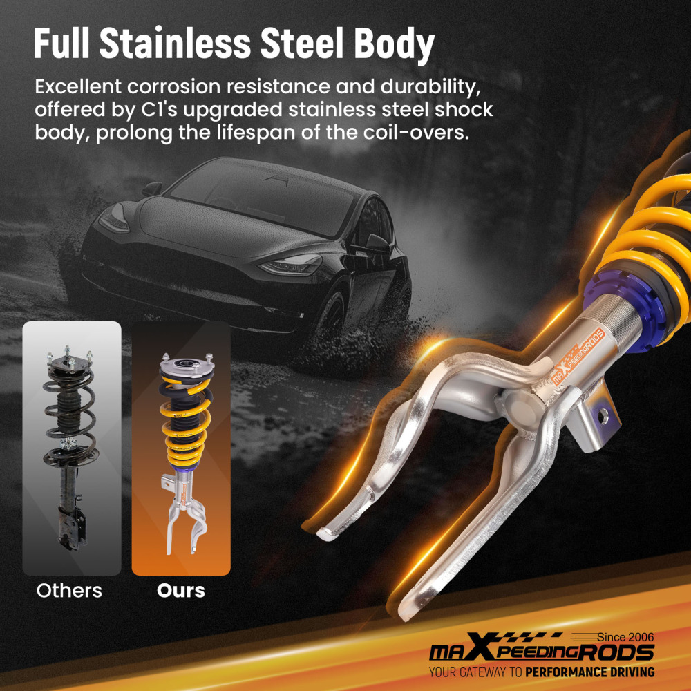 Comfort Coilovers Struts Kit w/ Eibach Springs compatible for Tesla model Y AWD 2020-2025