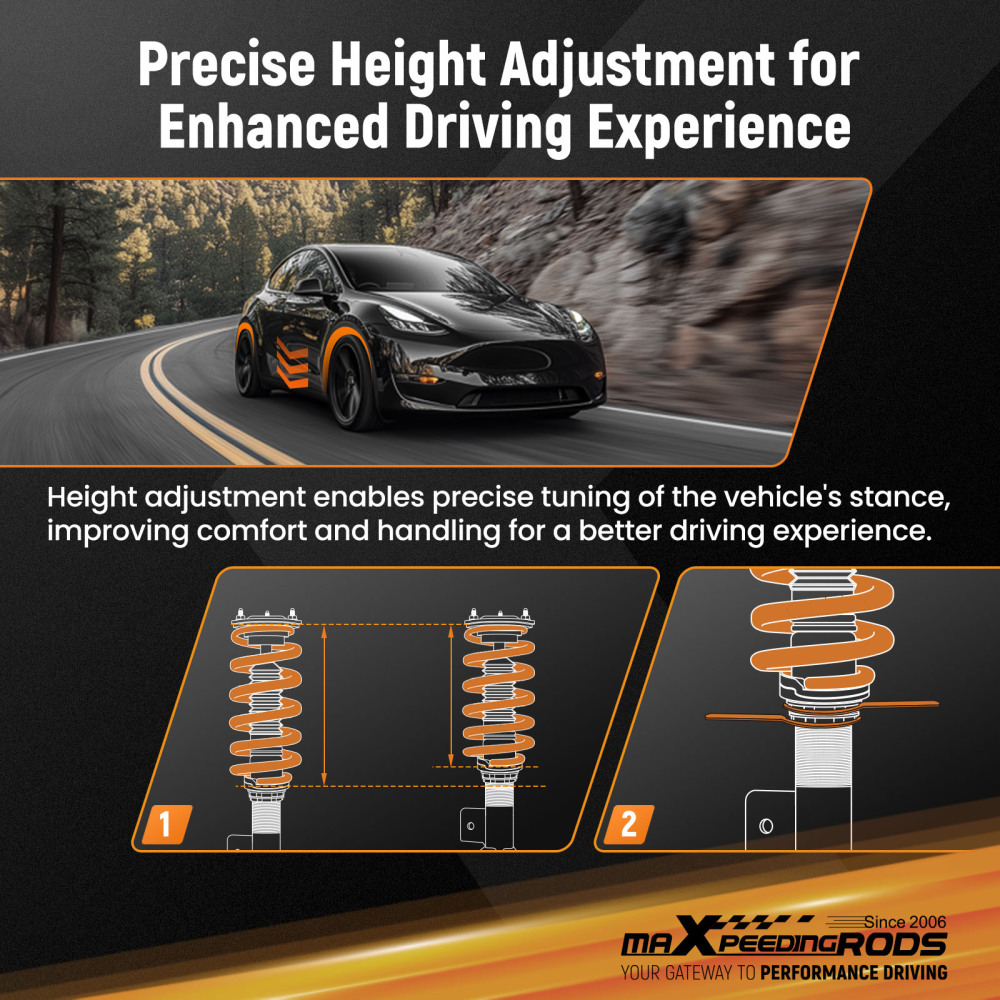 Comfort Coilovers Struts Kit w/ Eibach Springs compatible for Tesla model Y AWD 2020-2025
