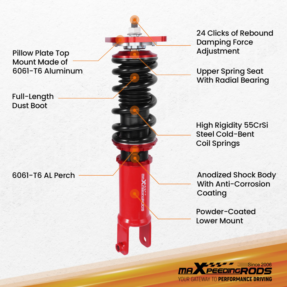 Rear Coilovers compatible for Nissan 350Z Z33 Skyline Coupe 2003-2008 compatible for Infiniti G35