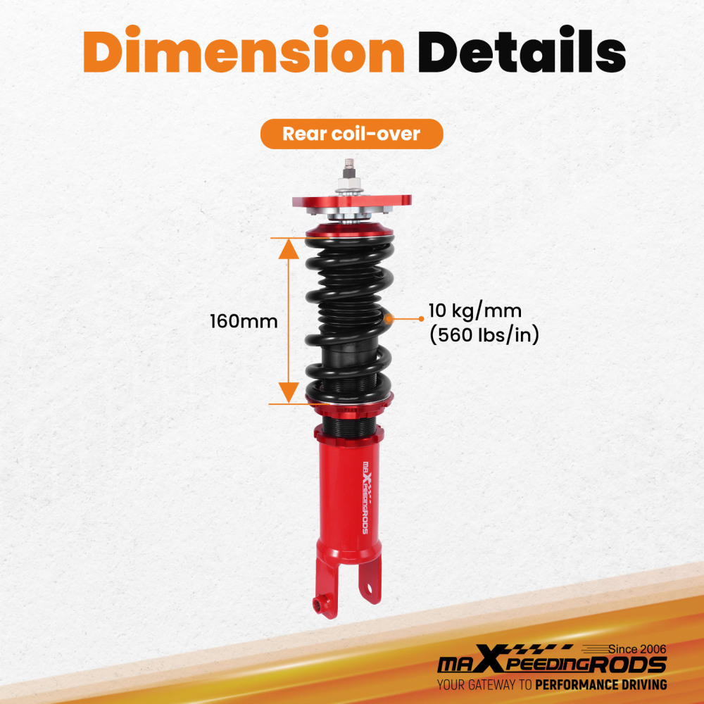Rear Coilovers compatible for Nissan 350Z Z33 Skyline Coupe 2003-2008 compatible for Infiniti G35
