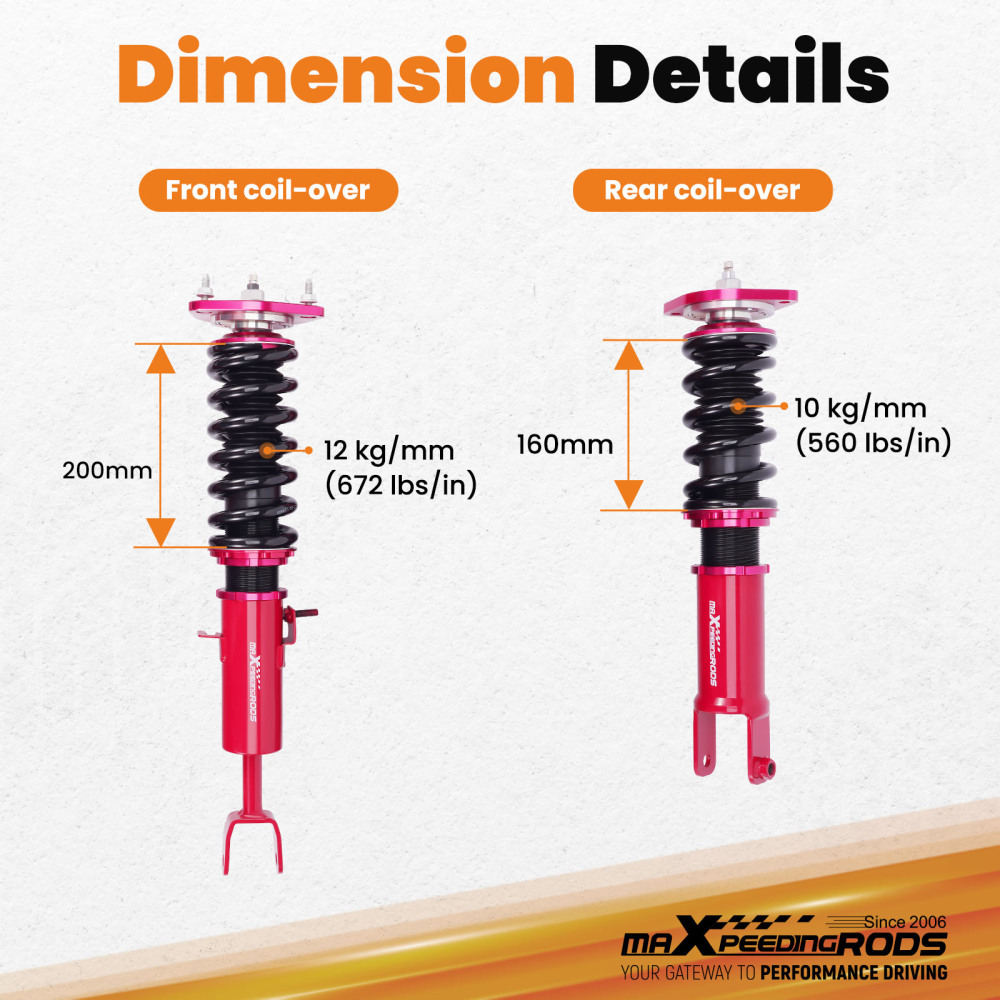 MaXpeedingrods Coilovers Shocks Springs Kit compatible for Nissan 350Z Height Adjustable