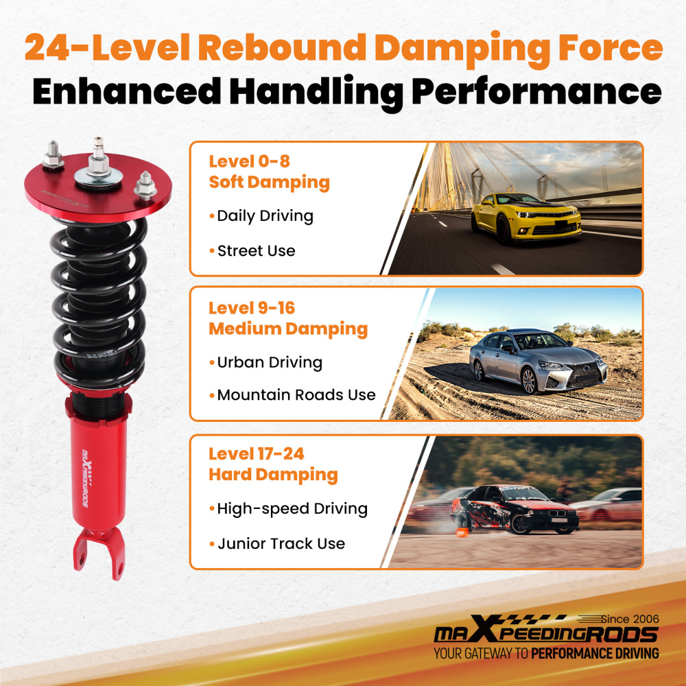 Racing Coilovers compatible for Honda Accord 90-97 compatible for Acura 97-99 CB CD 24 Ways Damper Shocks Lowering Kit