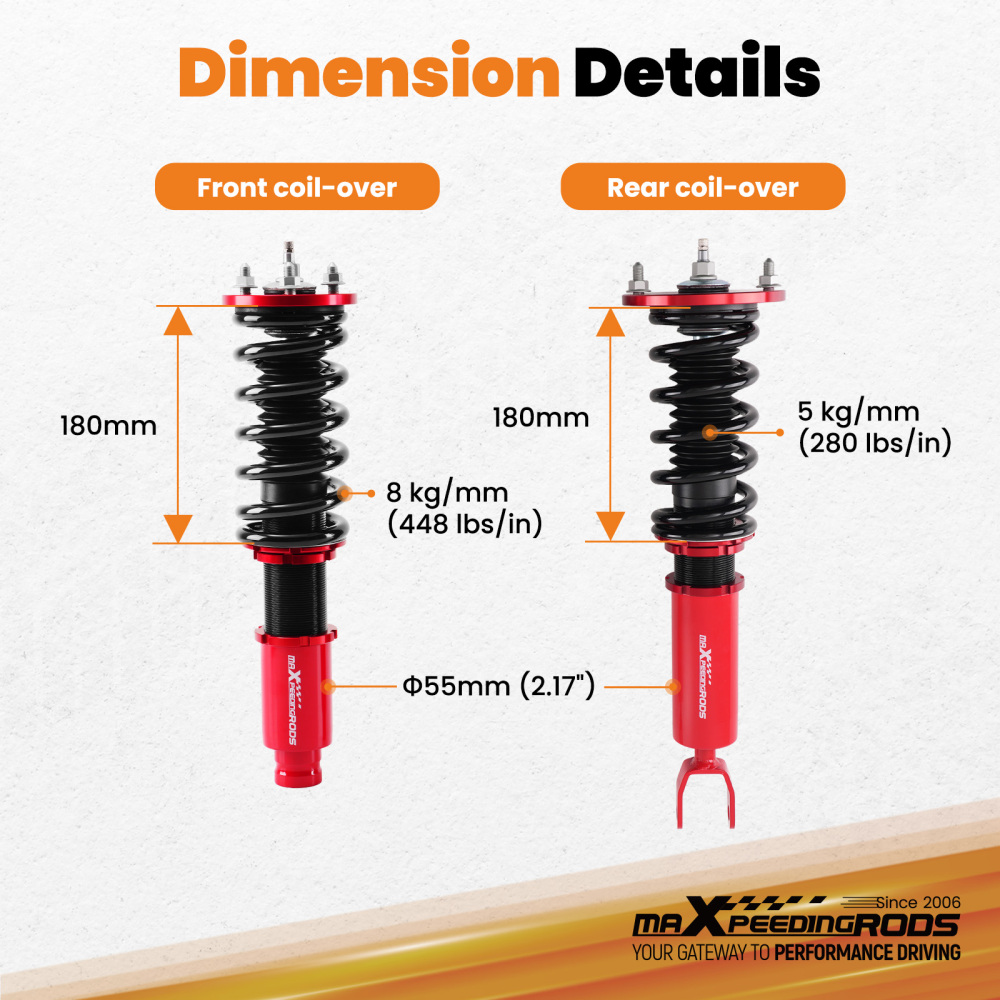 Racing Coilovers compatible for Honda Accord 90-97 compatible for Acura 97-99 CB CD 24 Ways Damper Shocks Lowering Kit