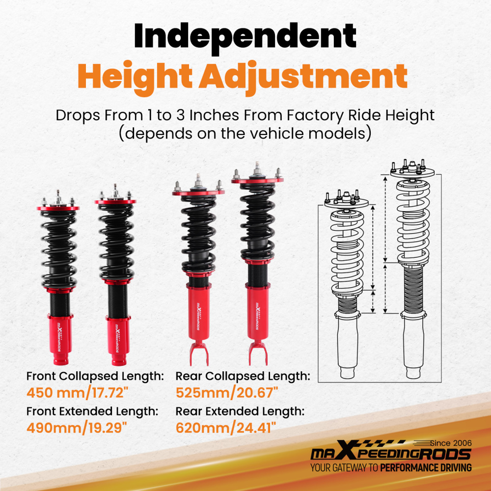 Racing Coilovers compatible for Honda Accord 90-97 compatible for Acura 97-99 CB CD 24 Ways Damper Shocks Lowering Kit