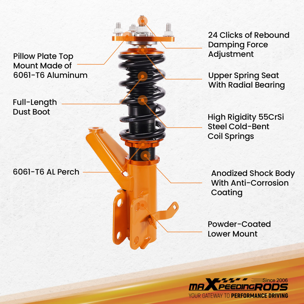 MaXpeedingrods Coilovers 24 WAY DAMPER Shocks compatible for Acura RSX 2-Door 2002-2006