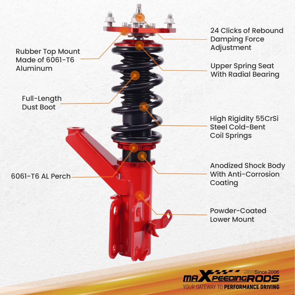 Maxpeedingrods Coilovers 24-Way Damper Lowering Kit compatible for Acura RSX 2002-2006