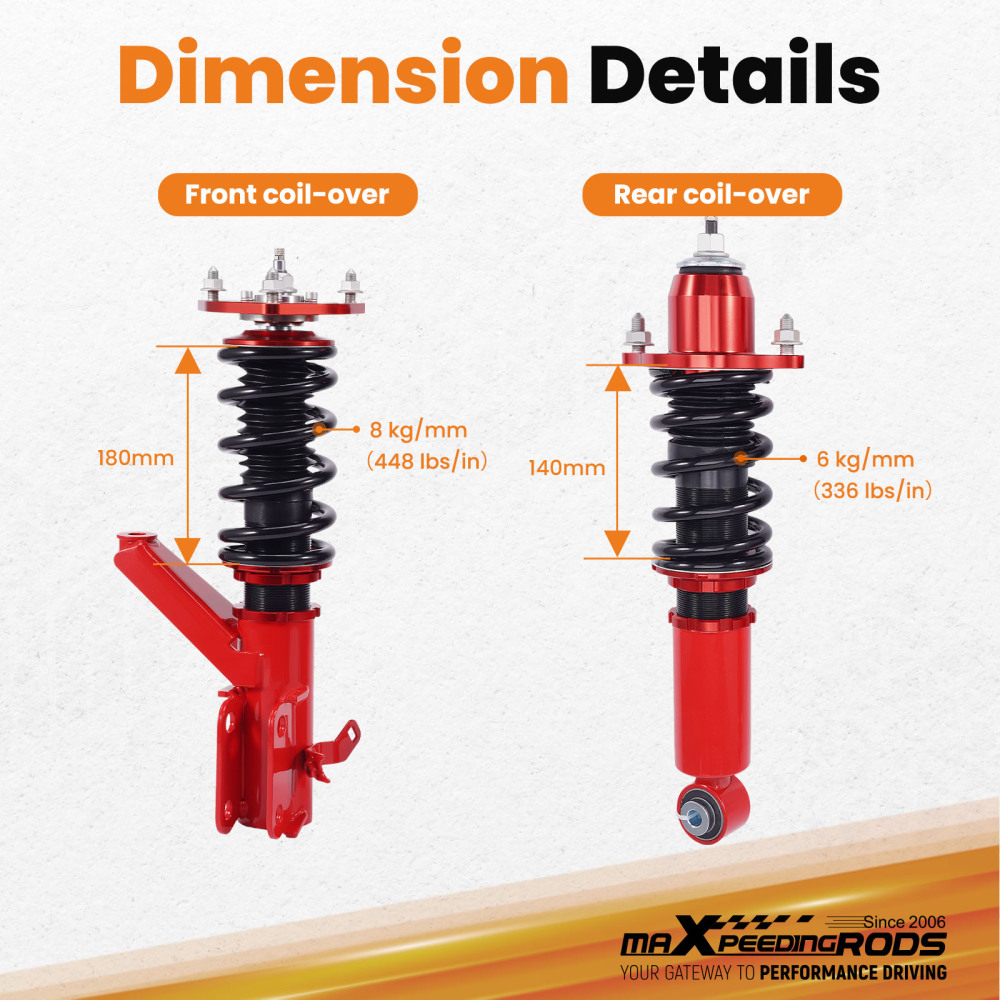 Maxpeedingrods Coilovers 24-Way Damper Lowering Kit compatible for Acura RSX 2002-2006