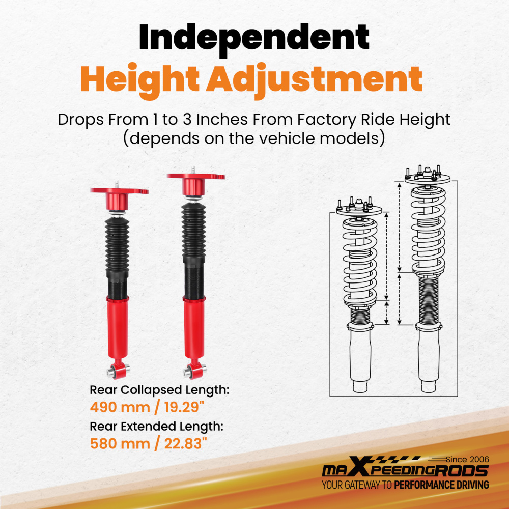 Rear Coilovers compatible for BMW 1/2/3/4 Series F20 F21 F22 F30 F32 2011-2019