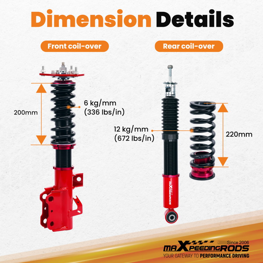 24 Way Adjustable Damper Coilovers Suspension Kit compatible for Chevrolet Camaro 2016+