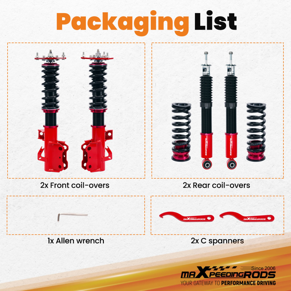 24 Way Adjustable Damper Coilovers Suspension Kit compatible for Chevrolet Camaro 2016+