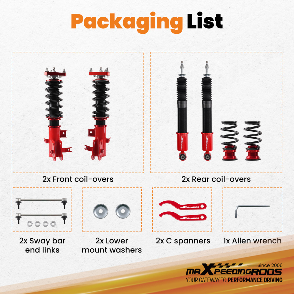 Coilovers 24 Level Adjustable Damper Lowering Kit compatible for Honda Civic 2012-2015