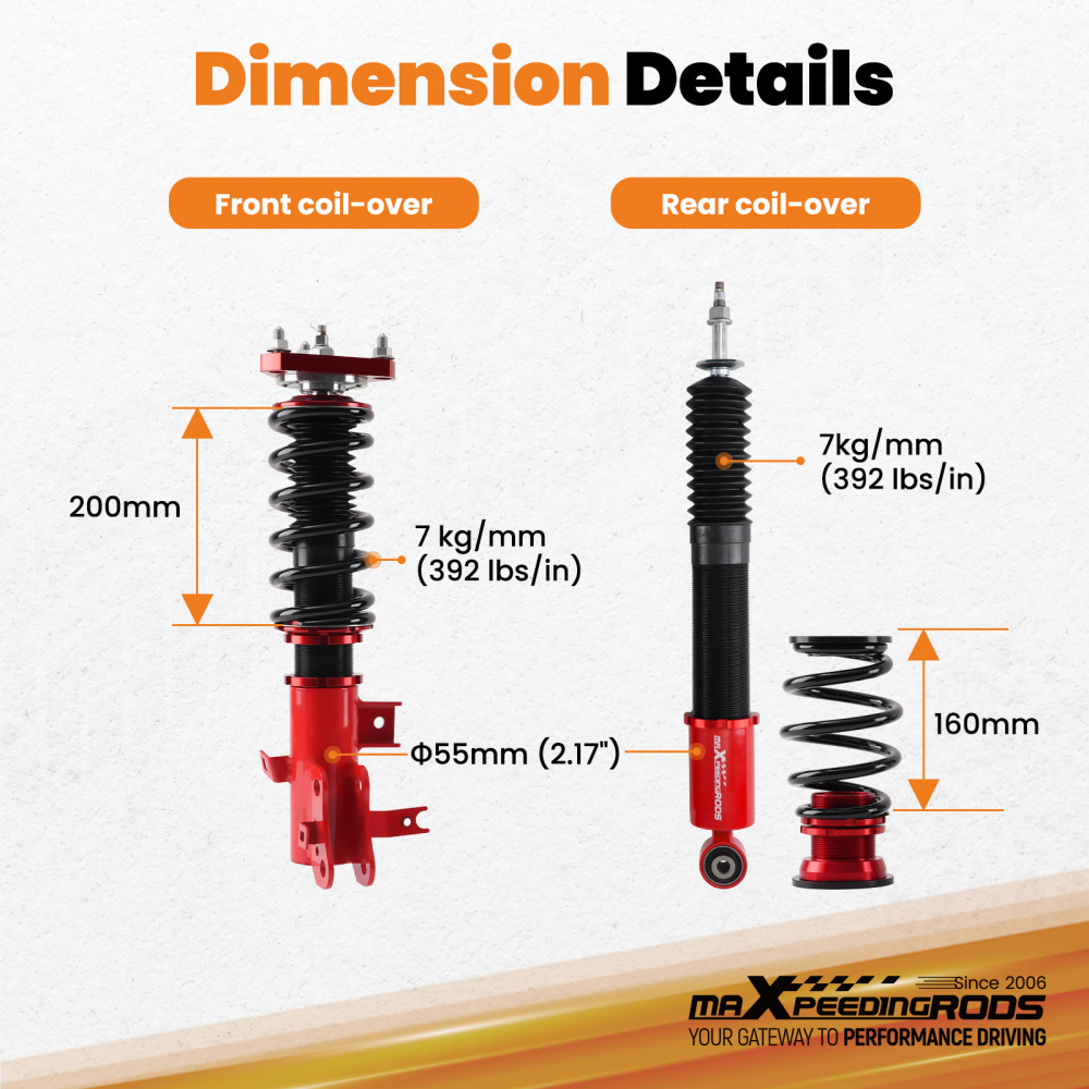 Coilovers 24 Level Adjustable Damper Lowering Kit compatible for Honda Civic 2012-2015