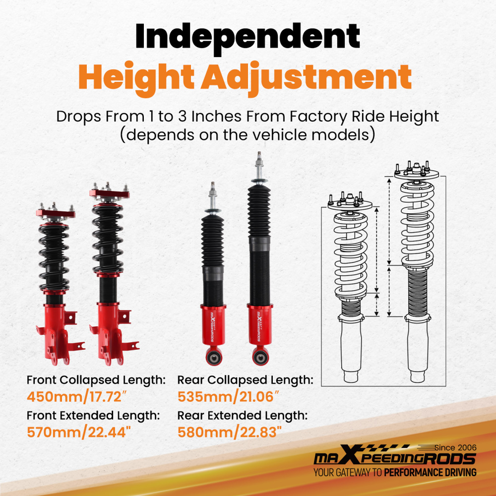 Coilovers 24 Level Adjustable Damper Lowering Kit compatible for Honda Civic 2012-2015