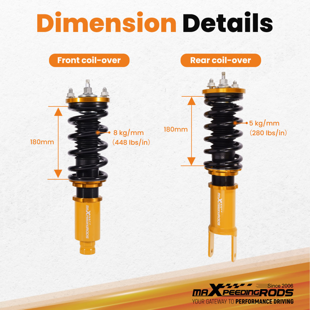 Compatible for Honda Civic 1988-2000 Height And Damper Adjustable Coilover Suspension Kit Lowering Kit