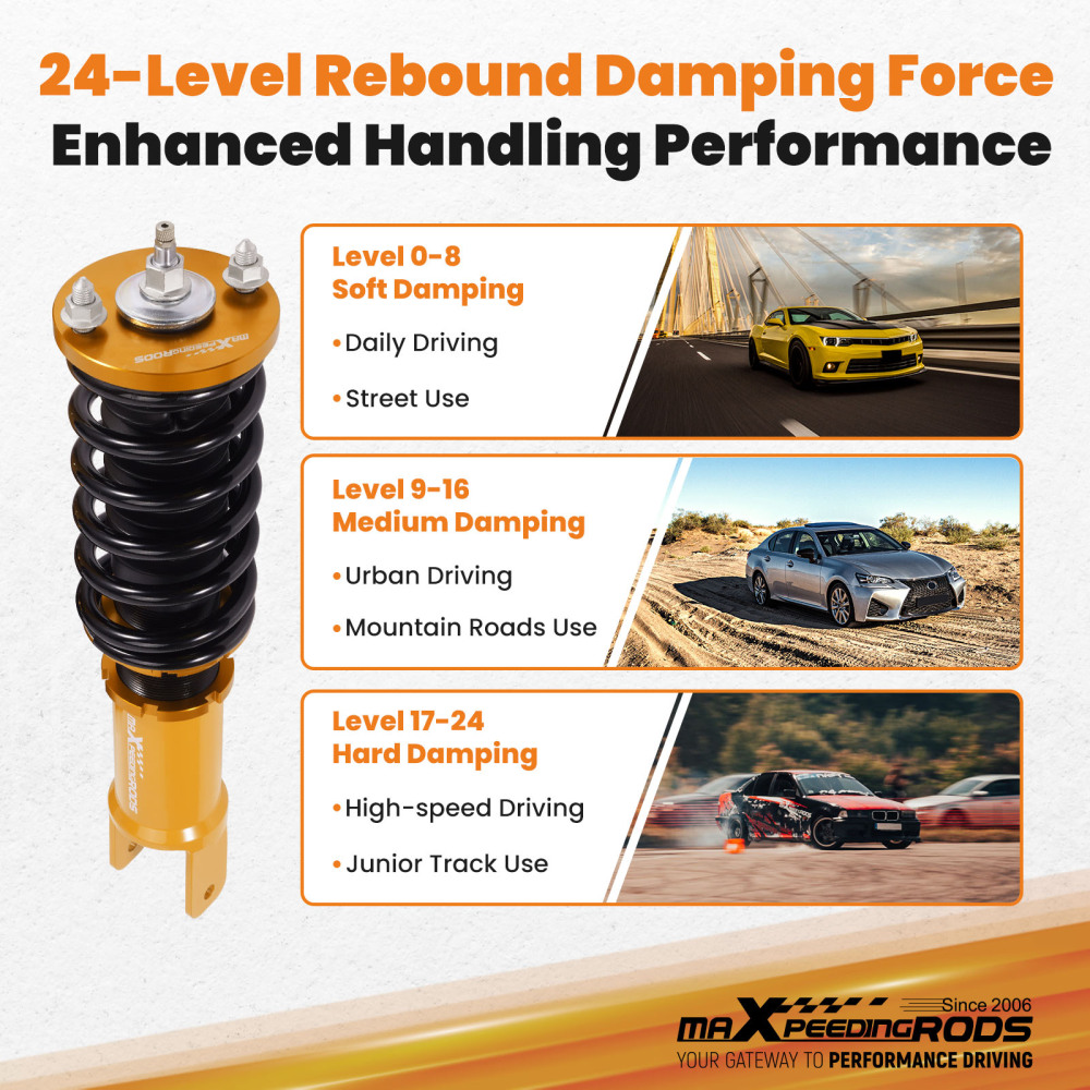 Compatible for Honda Civic 1988-2000 Height And Damper Adjustable Coilover Suspension Kit Lowering Kit