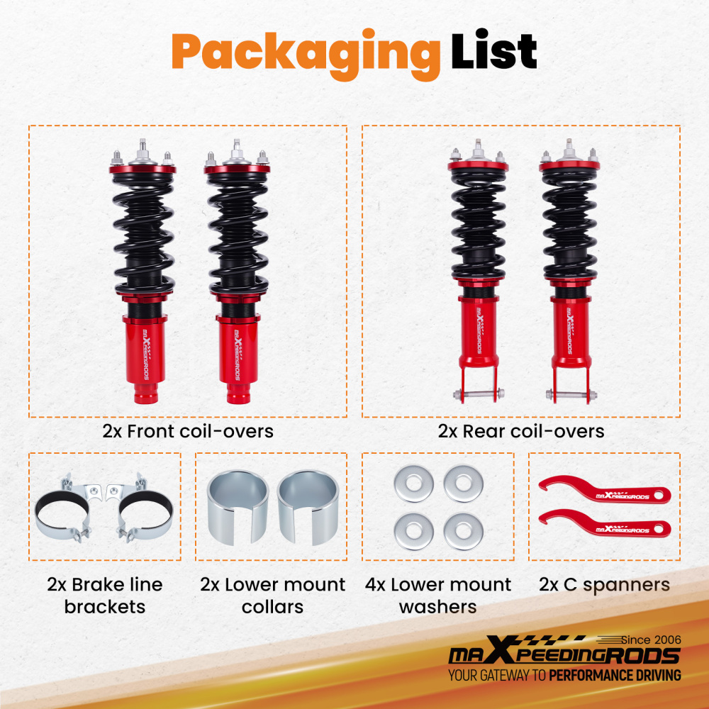 Adjustable Coilovers compatible for Honda CRX del Sol EG 92-95 Performance Suspension Kit