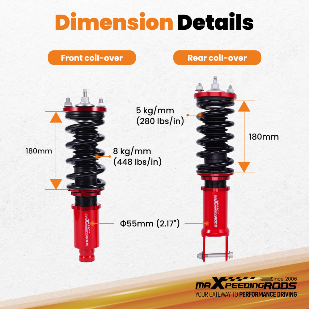 Adjustable Coilovers compatible for Honda CRX del Sol EG 92-95 Performance Suspension Kit