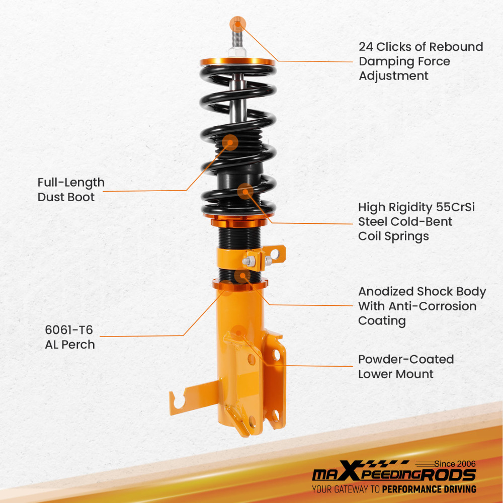 Coilovers 24 Way Adjustable Damper Struts Shock compatible for Chevrolet Chevy Cruze 09-15
