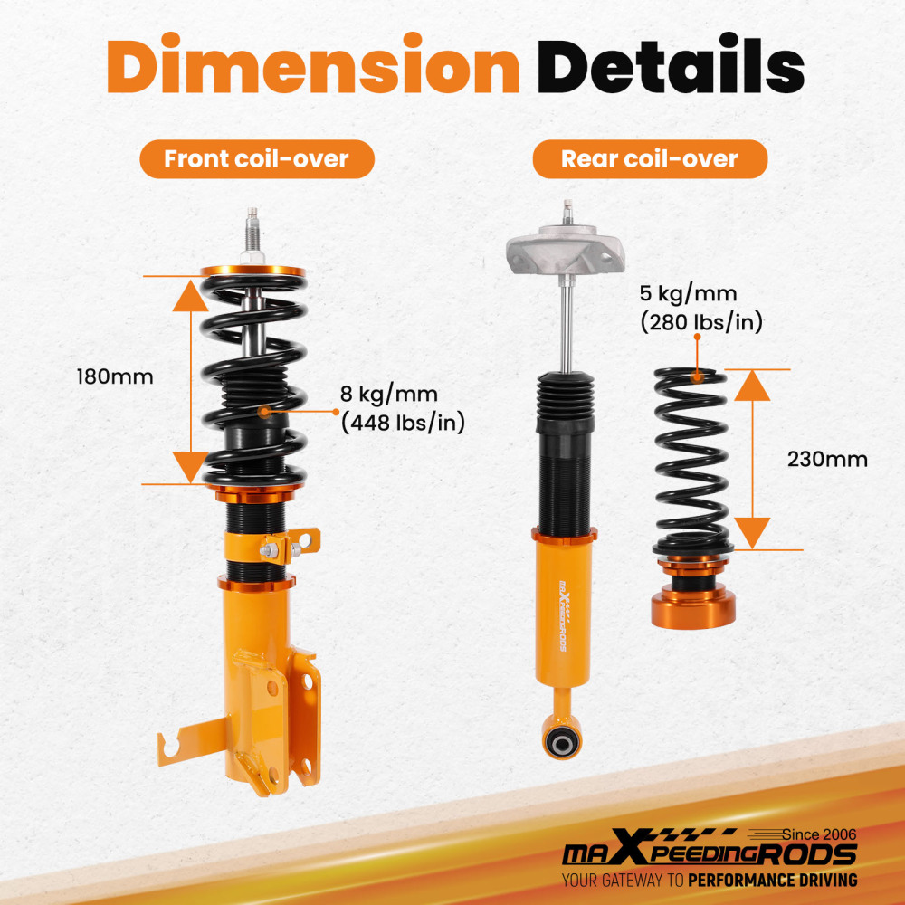 Coilovers 24 Way Adjustable Damper Struts Shock compatible for Chevrolet Chevy Cruze 09-15