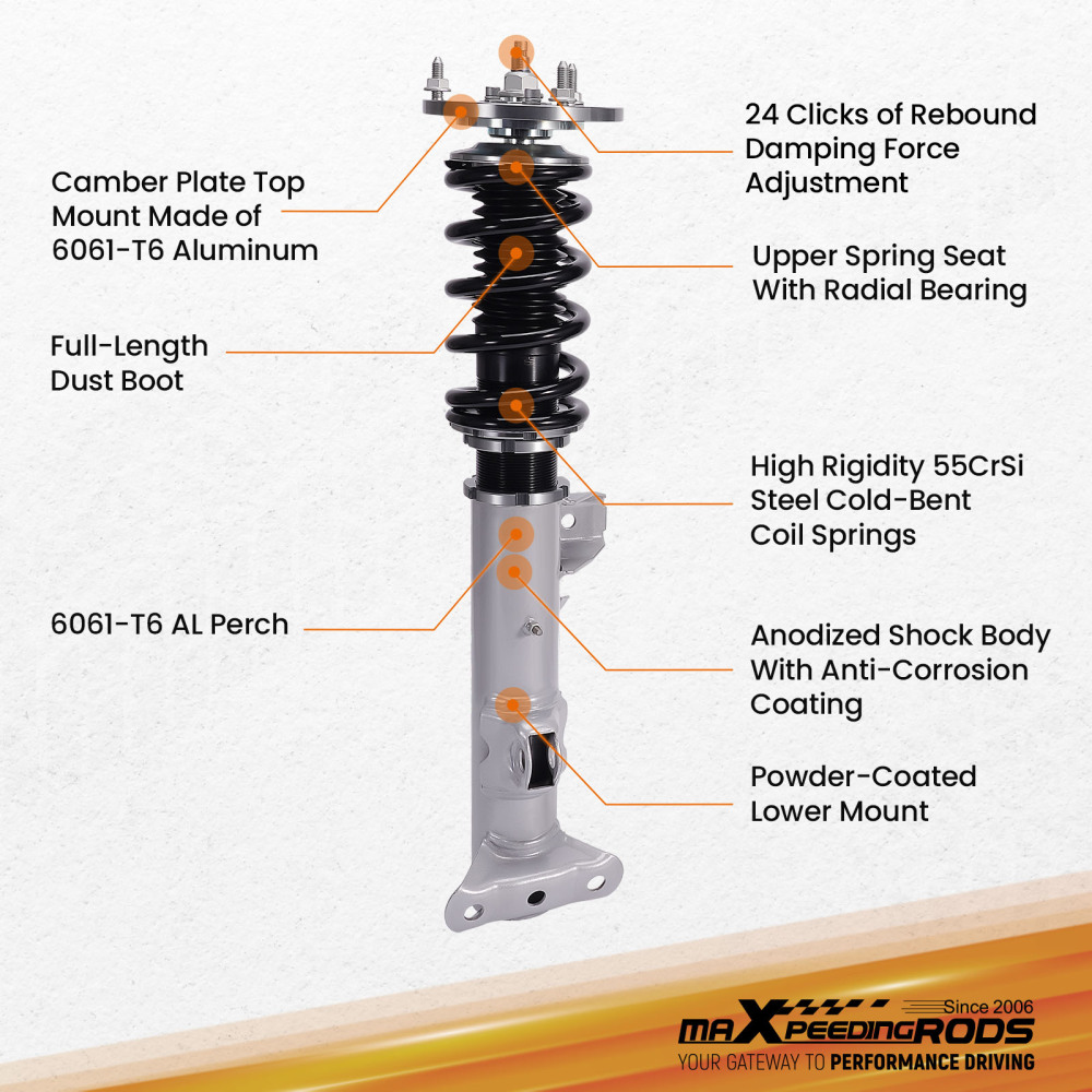Kit ammortizzatori per auto Anteriore e Posteriore compatibile per BMW 3 Series E36 91-98 Lowering Kit