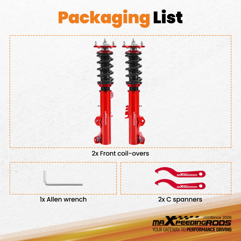 Front Coilovers compatible for BMW 3 Series E36 Saloon Coupe Touring 1990-1999