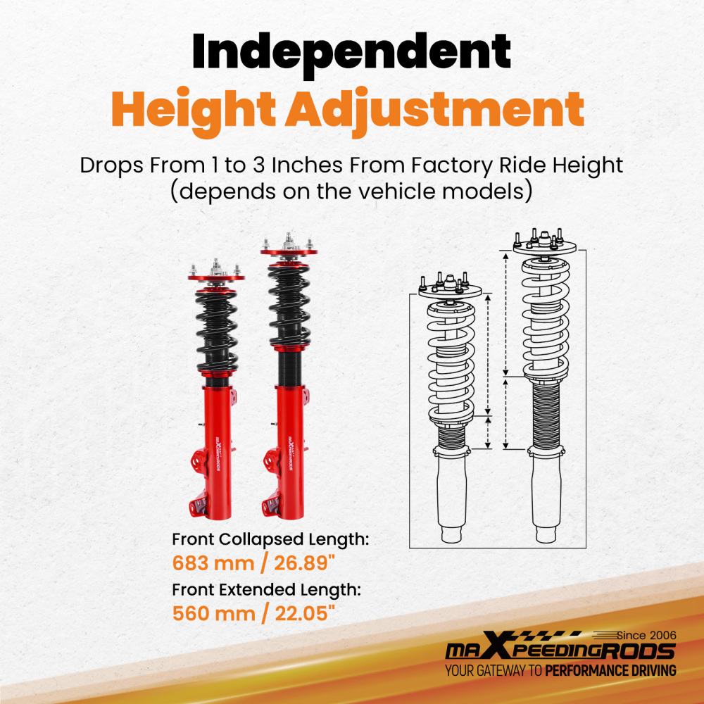Front Coilovers compatible for BMW 3 Series E36 Saloon Coupe Touring 1990-1999