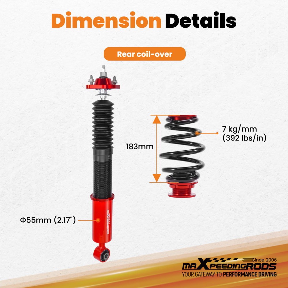 Rear Coilovers compatible for BMW E36 3 Series 92-98 Saloon Coupe 316 323 325 328