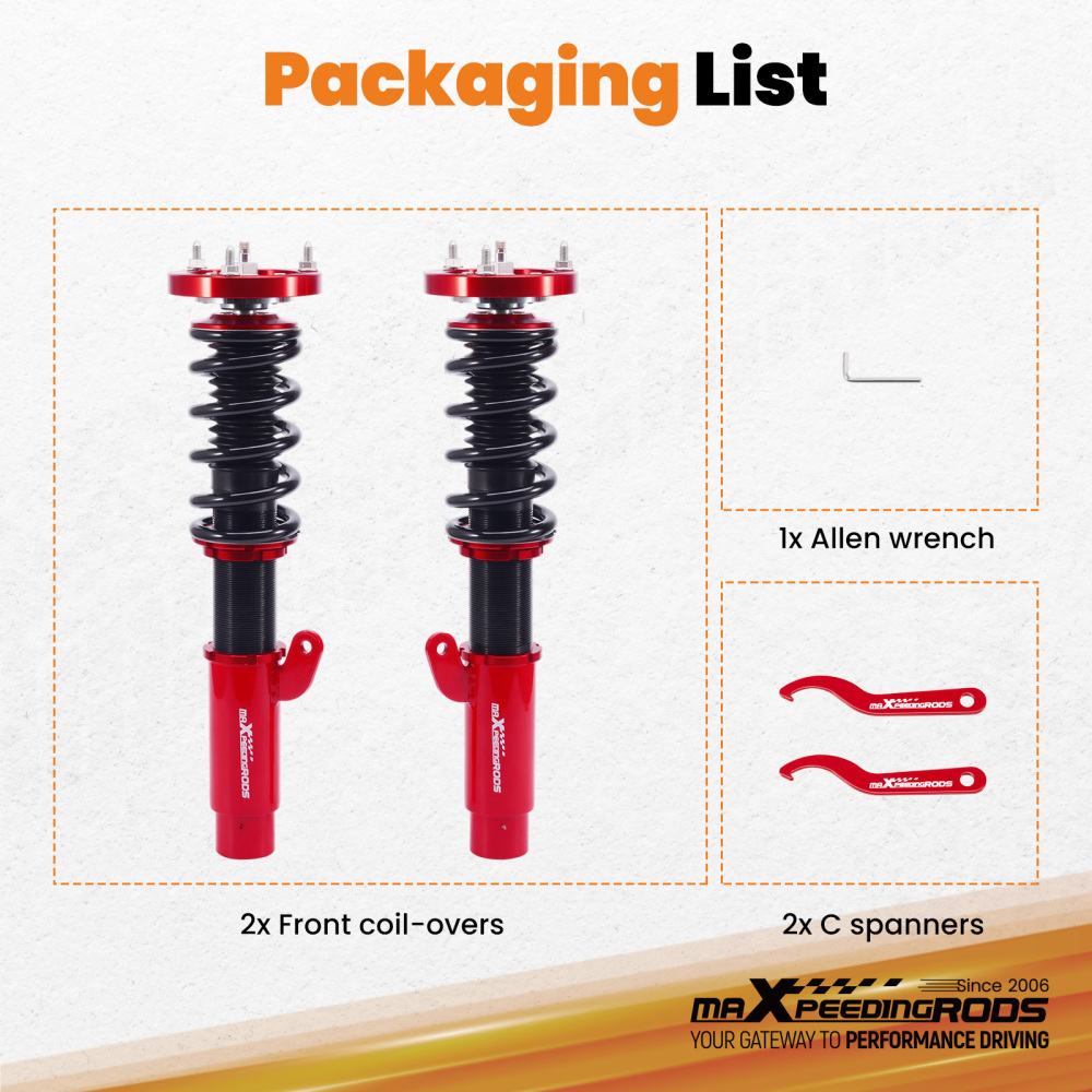Front Coilovers compatible for BMW 3 Series E46 CoupeSaloon 2WD 1998-2006