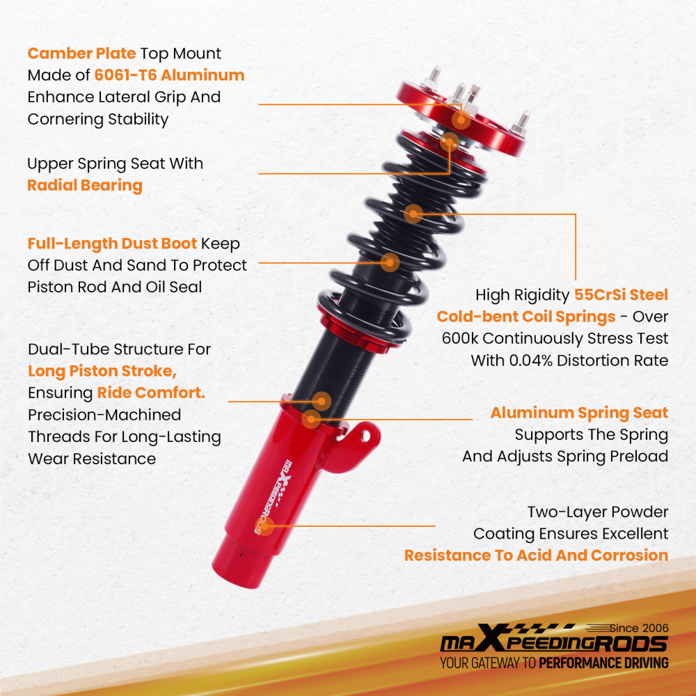 Front Coilovers compatible for BMW 3 Series E46 CoupeSaloon 2WD 1998-2006