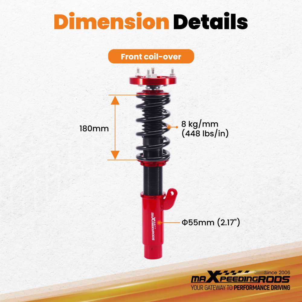 Front Coilovers compatible for BMW 3 Series E46 CoupeSaloon 2WD 1998-2006