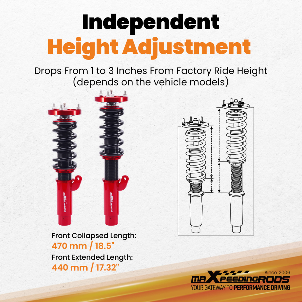 Front Coilovers compatible for BMW 3 Series E46 CoupeSaloon 2WD 1998-2006