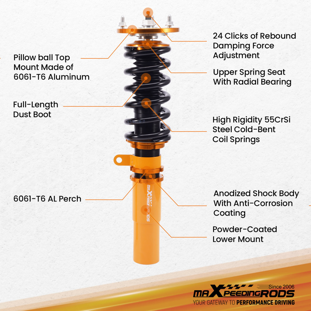 Maxpeedingrods Coilovers 24 Way Damper Shocks compatible for BMW 5 Series AWD XI E60 03-10