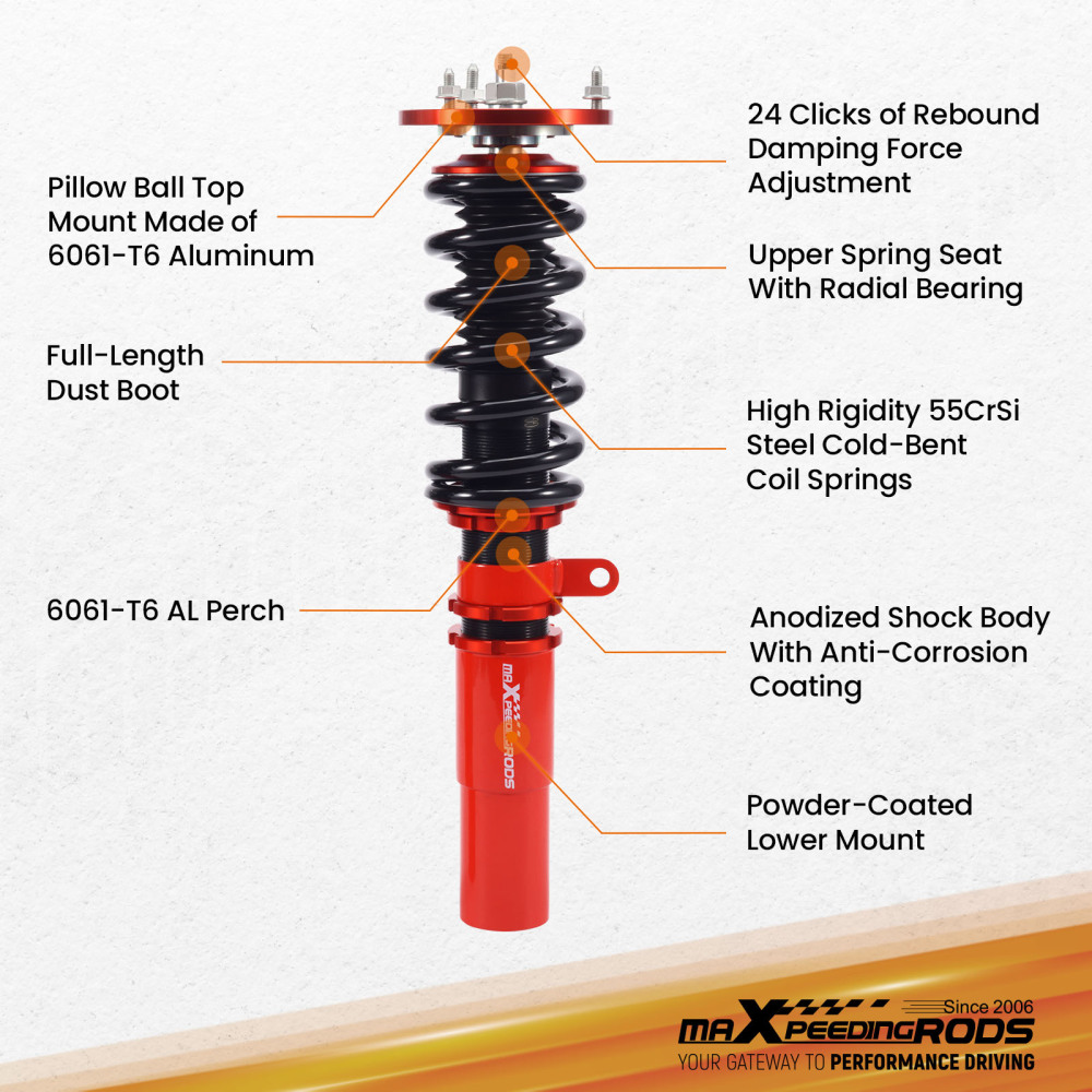 24 Way Adjustable Coilovers Suspension compatible for BMW 5-Series SEDAN AWD E60 2004-2010