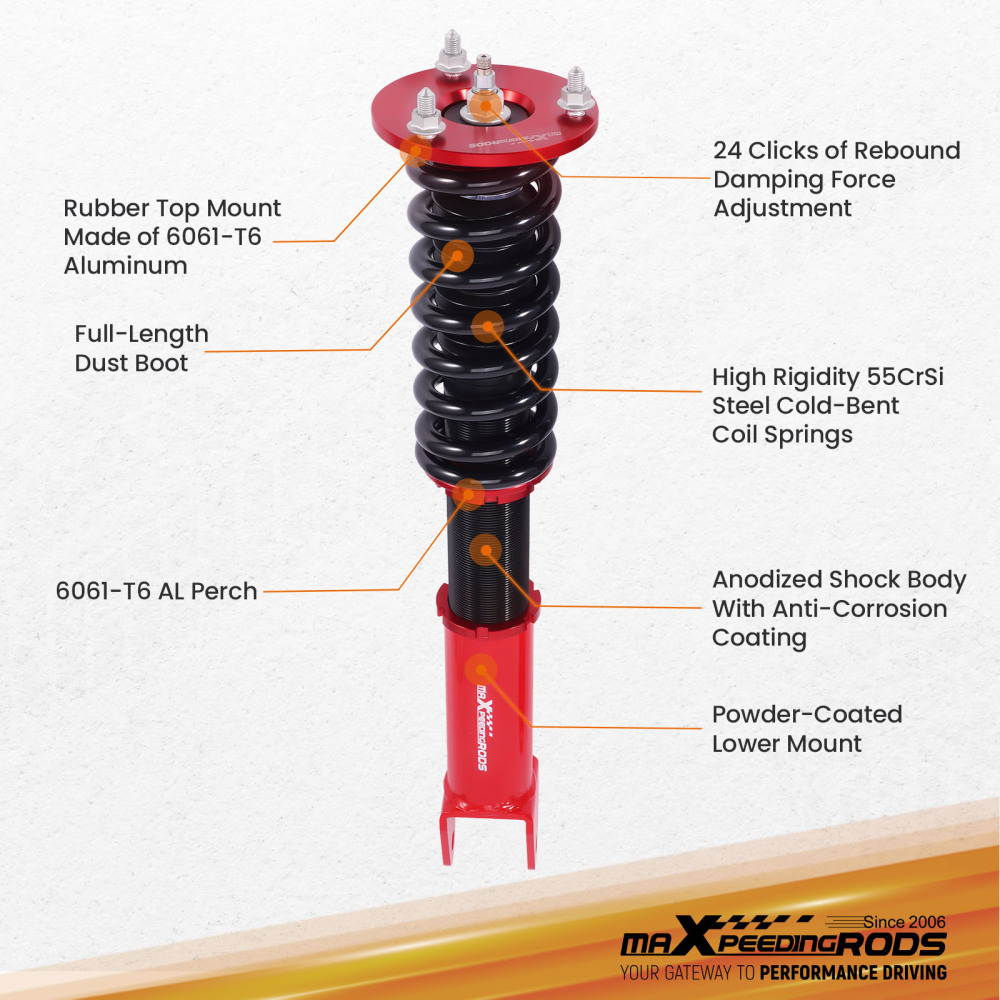 Front Coilovers compatible for Ford Falcon FG / FGX 200-2016 Adjustable Suspension Kit
