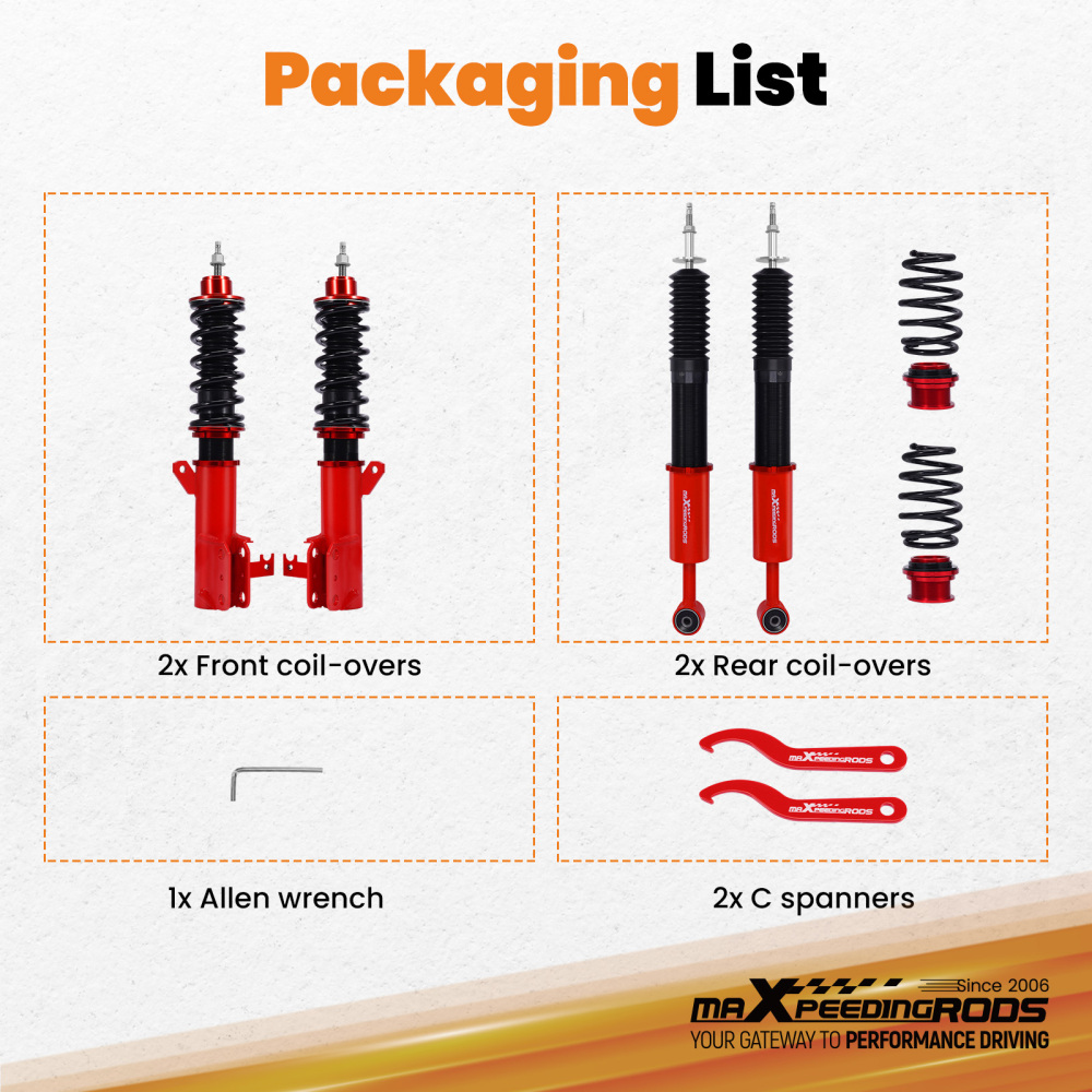 MaXpeedingrods 24 Level Coilovers Lowering Suspension Kit compatible for Honda Fit GE 09-14