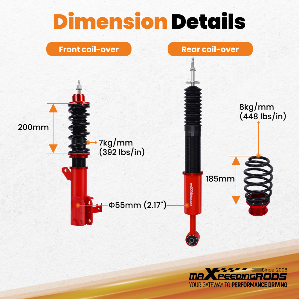 MaXpeedingrods 24 Level Coilovers Lowering Suspension Kit compatible for Honda Fit GE 09-14