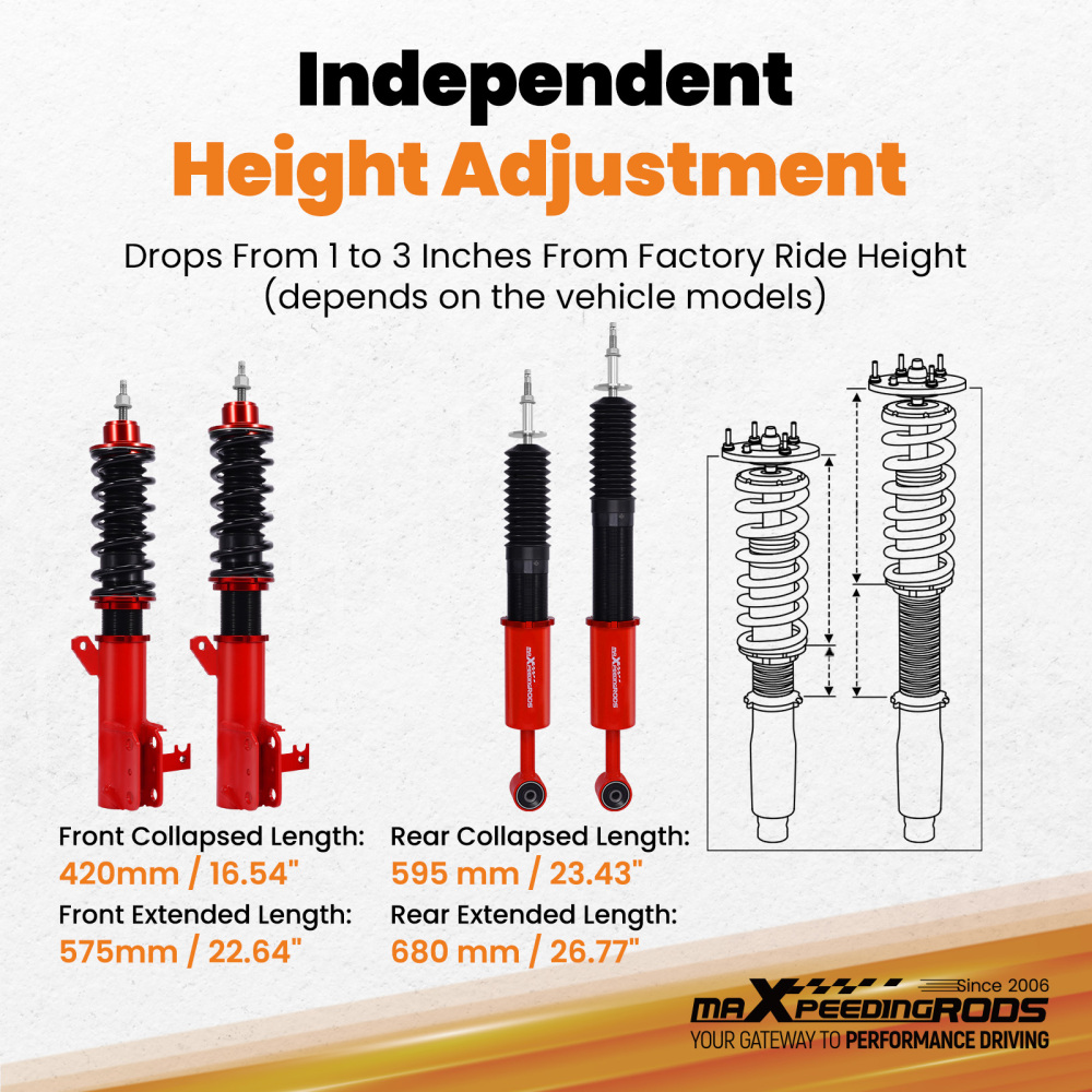 MaXpeedingrods 24 Level Coilovers Lowering Suspension Kit compatible for Honda Fit GE 09-14