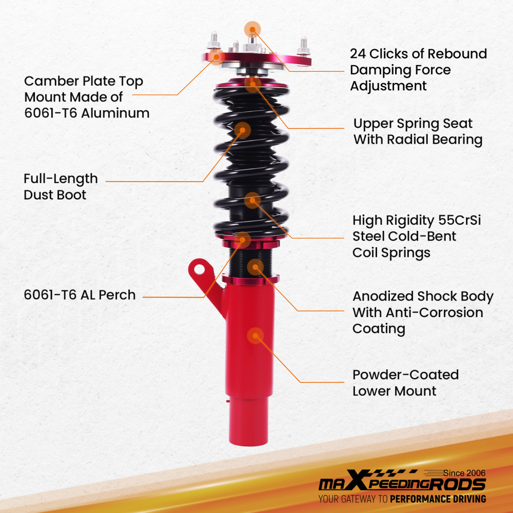 Coilover Suspension Lowering Kit compatible for Audi A3 S3 (8V) Mk3 2015-19 2.0 TDI quattro