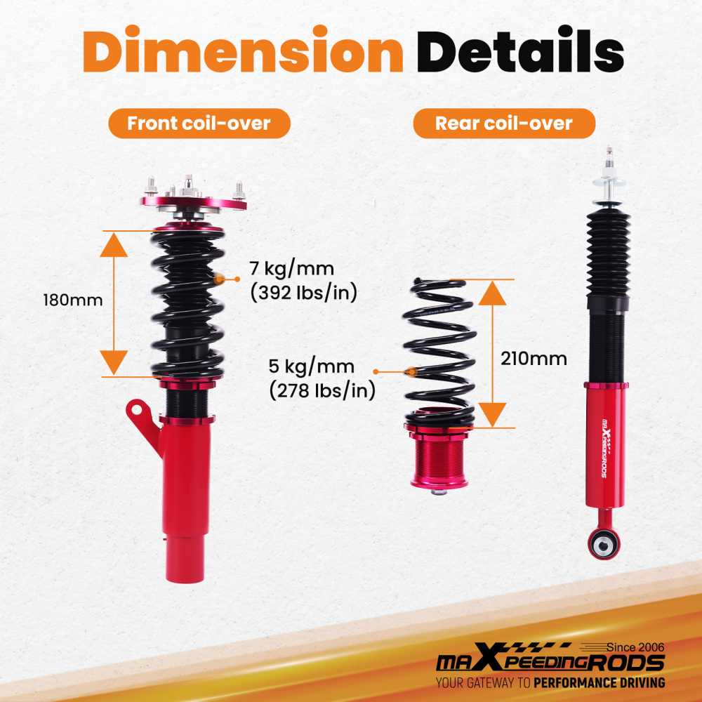 Coilover Suspension Lowering Kit compatible for Audi A3 S3 (8V) Mk3 2015-19 2.0 TDI quattro