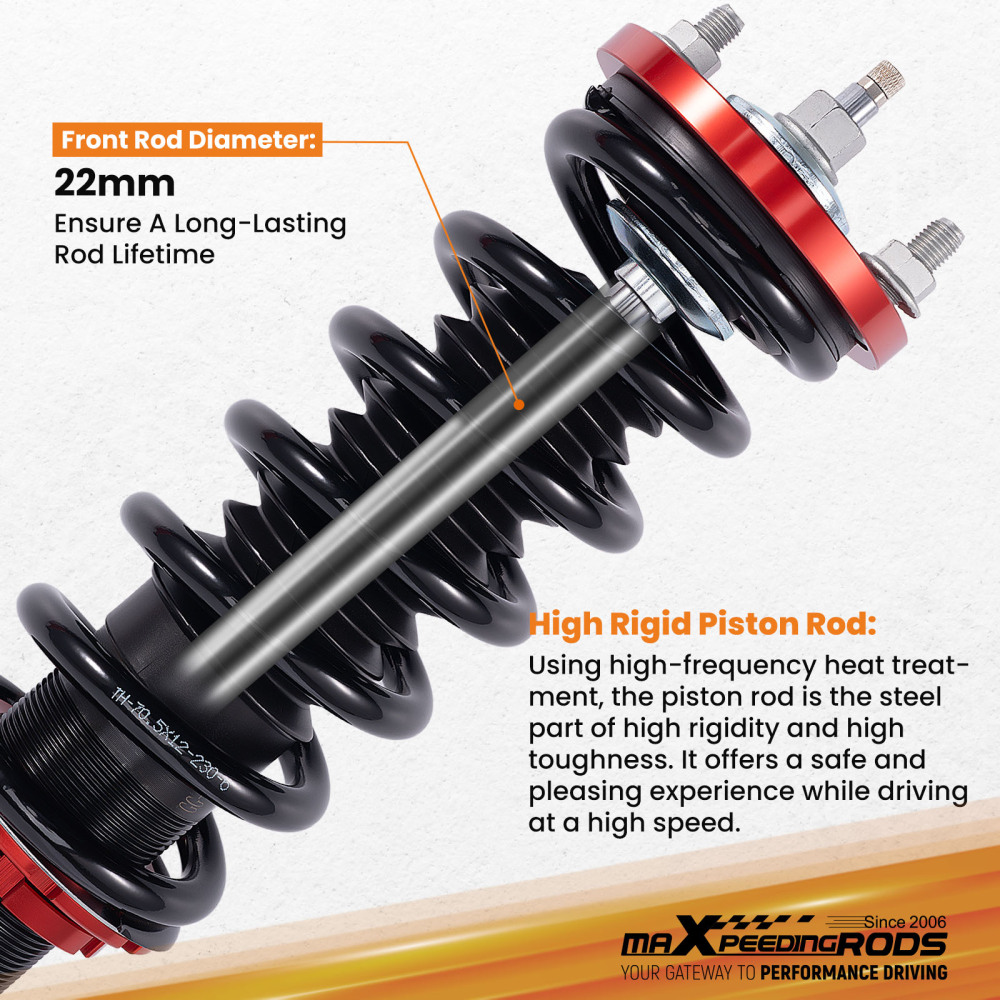 4 pcs Amortisseur combines filetés Coilover Compatible pour Honda Accord VII berline 4 portes CM4/CM5/CM6 2003-2007kit d'abaissement