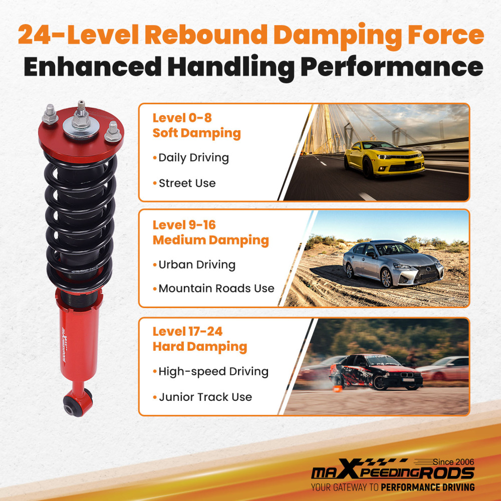 4 pcs Amortisseur combines filetés Coilover Compatible pour Honda Accord VII berline 4 portes CM4/CM5/CM6 2003-2007kit d'abaissement