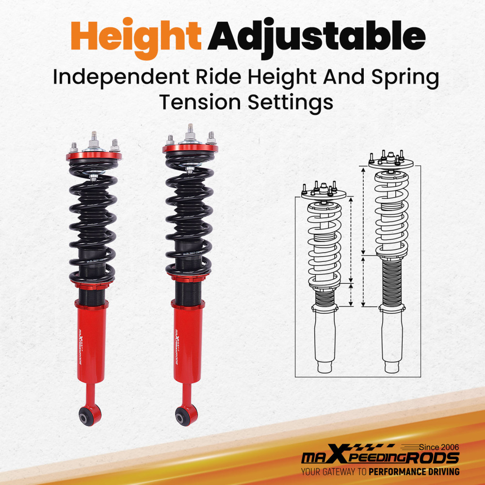 4 pcs Amortisseur combines filetés Coilover Compatible pour Honda Accord VII berline 4 portes CM4/CM5/CM6 2003-2007kit d'abaissement