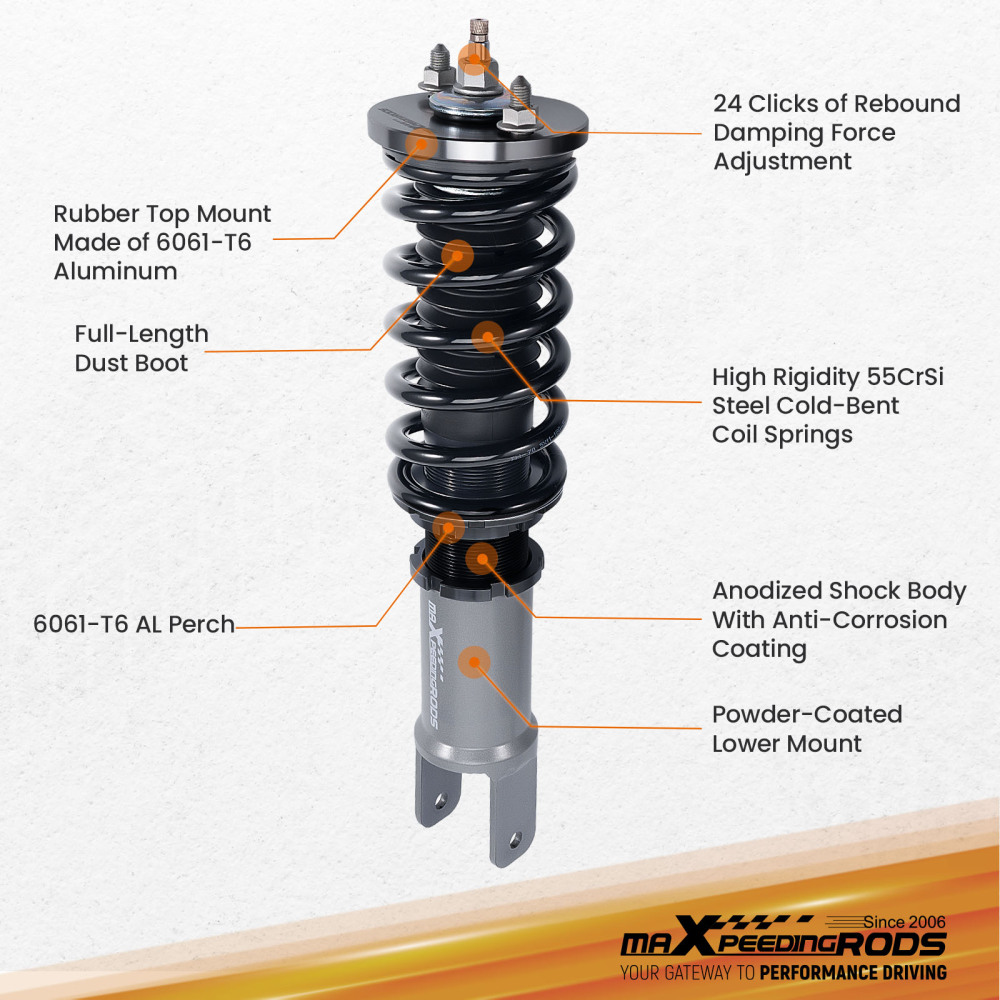 4pcs 24 Damper Adjustable Suspension Coilovers Shock Absorber kits Compatible for Honda Civic 1996-2000 EK2-EK9 Lowering Kit