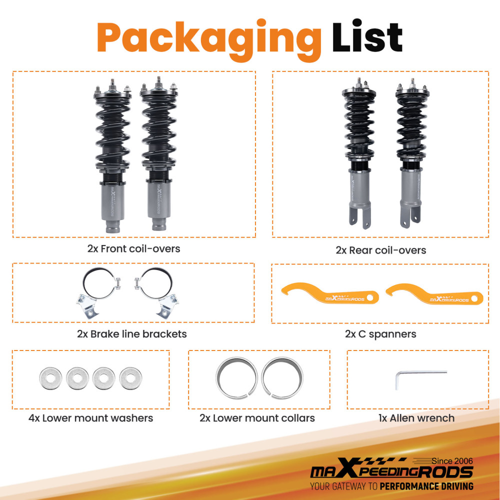 Kit ammortizzatori per auto Anteriore e Posteriore compatibile per Honda Acura Integra 90-93 Lowering Kit