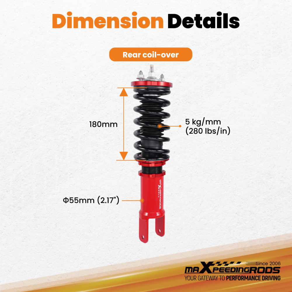 Rear Coilovers compatible for Honda Civic CR-X 1988-2000 EJ EK EM EG EH EC ED EE EF EF9