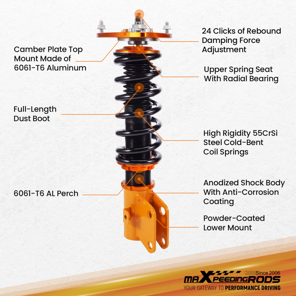 Coilovers Kit compatible for Subaru Impreza WRX 2.5 2008-2014 GR,GH,G3,GE,GV