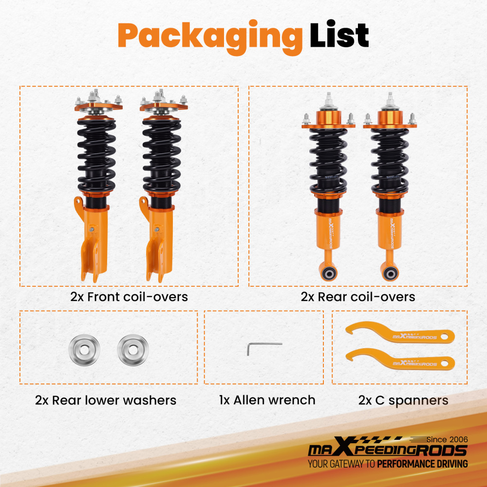 Coilover Lowering Kit Compatible for Mitsubishi Lancer 2008-2016 Adjustable Damper(Set of 4)