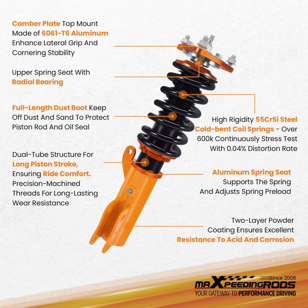 Coilover Lowering Kit Compatible for Mitsubishi Lancer 2008-2016 Adjustable Damper(Set of 4)