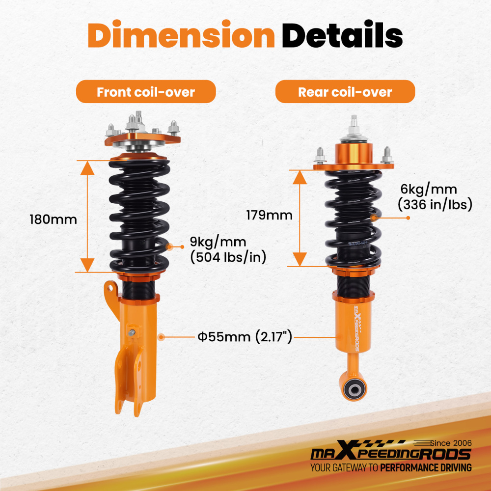 Coilover Lowering Kit Compatible for Mitsubishi Lancer 2008-2016 Adjustable Damper(Set of 4)